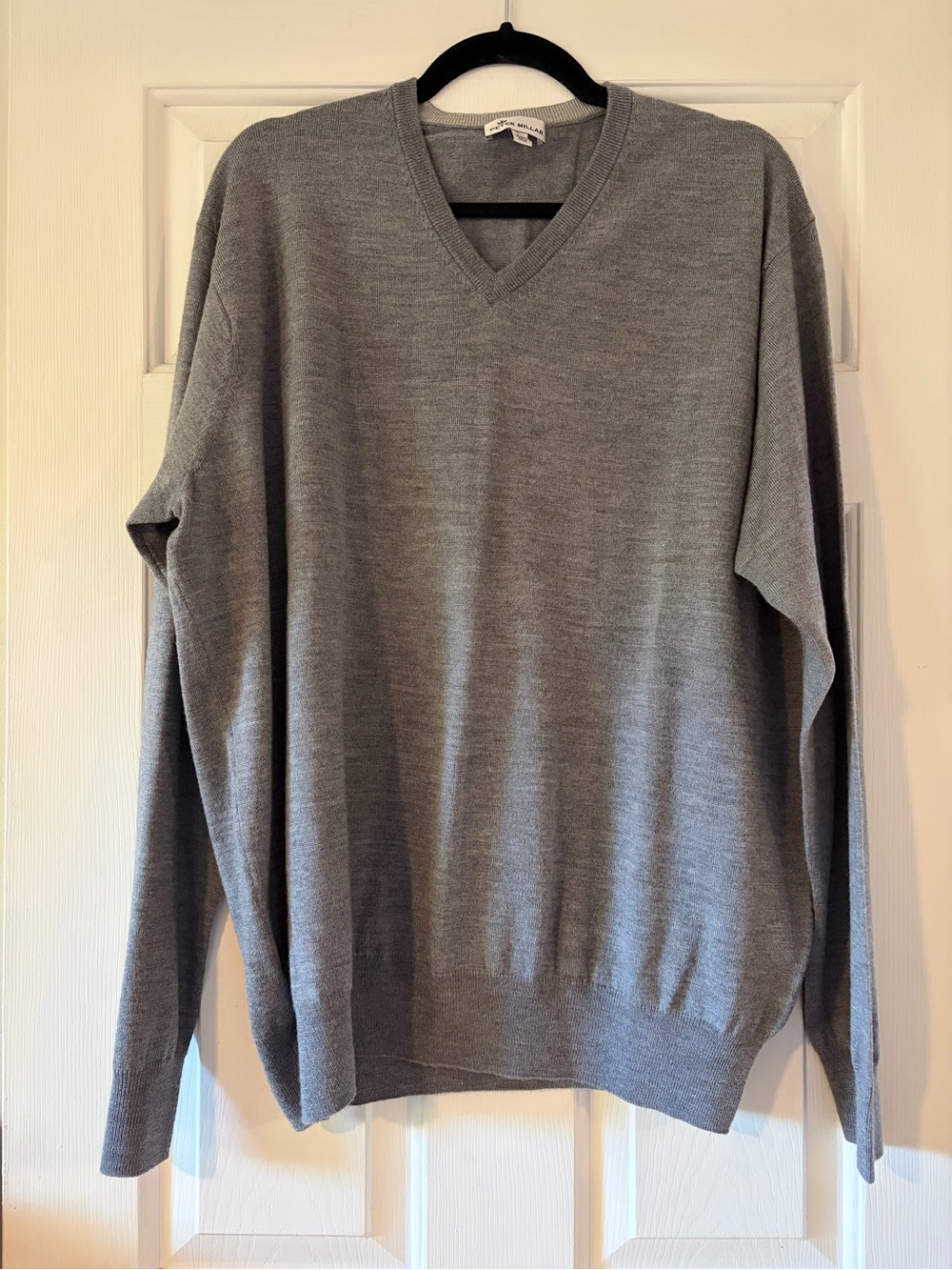 Peter Millar Men's V-Neck Sweater in Heather Gray